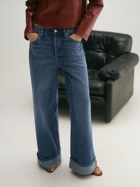 Mango | Wide leg jeans with turned-up hem (brand new)
